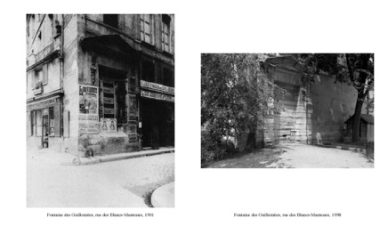 Fontaine des Guillemites, rue des Blancs-Manteaux, 1901/1998